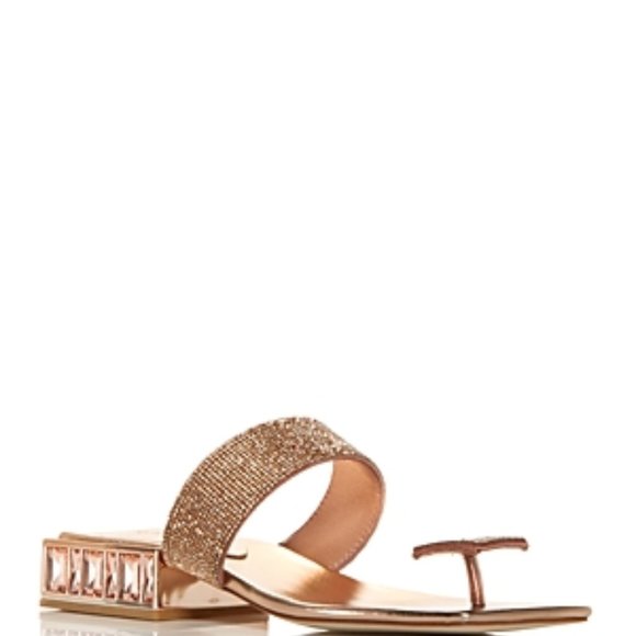 Jeffrey Campbell Shoes - Jeffrey Campbell (Women's Alise Crystal Embellished Low-heel Sandals In Rose Gd)